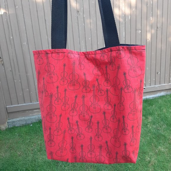 Handmade Guitar Tote bag with pocket - Picture 1 of 3